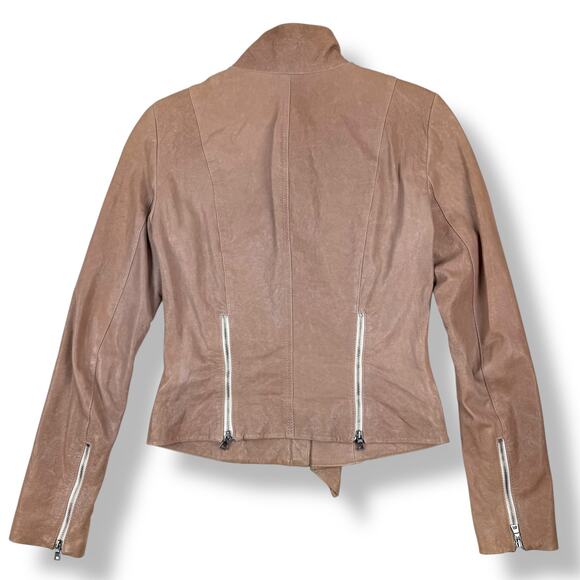 DIANE VON FURSTENBERG tan lamb leather jacket - Picture 9 of 16